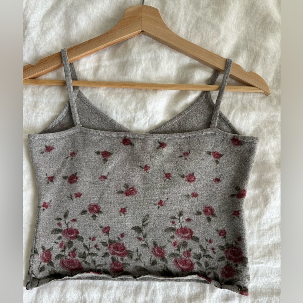 Classiques Entier Vintage 90s Extrafine Merino Wool Summer Floral Crop Cami - Picture 3 of 10